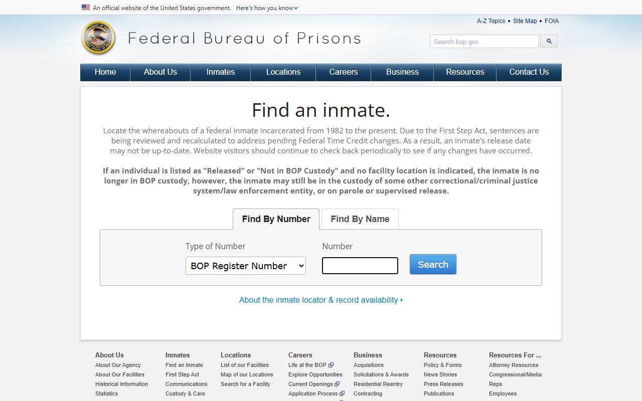 Scott County inmate population federal BOP inmate locator search